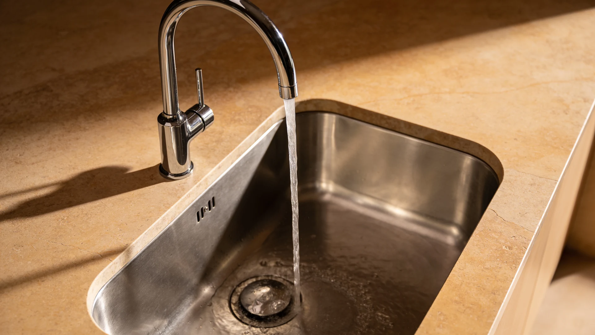 Kitchen sinks installed and shown close